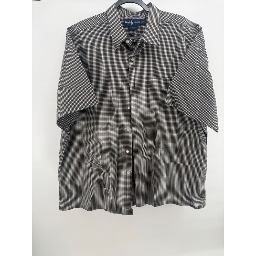 Ralph Lauren Greggor Mens XXL Short Sleeve Button Down Check Shirt Cotton